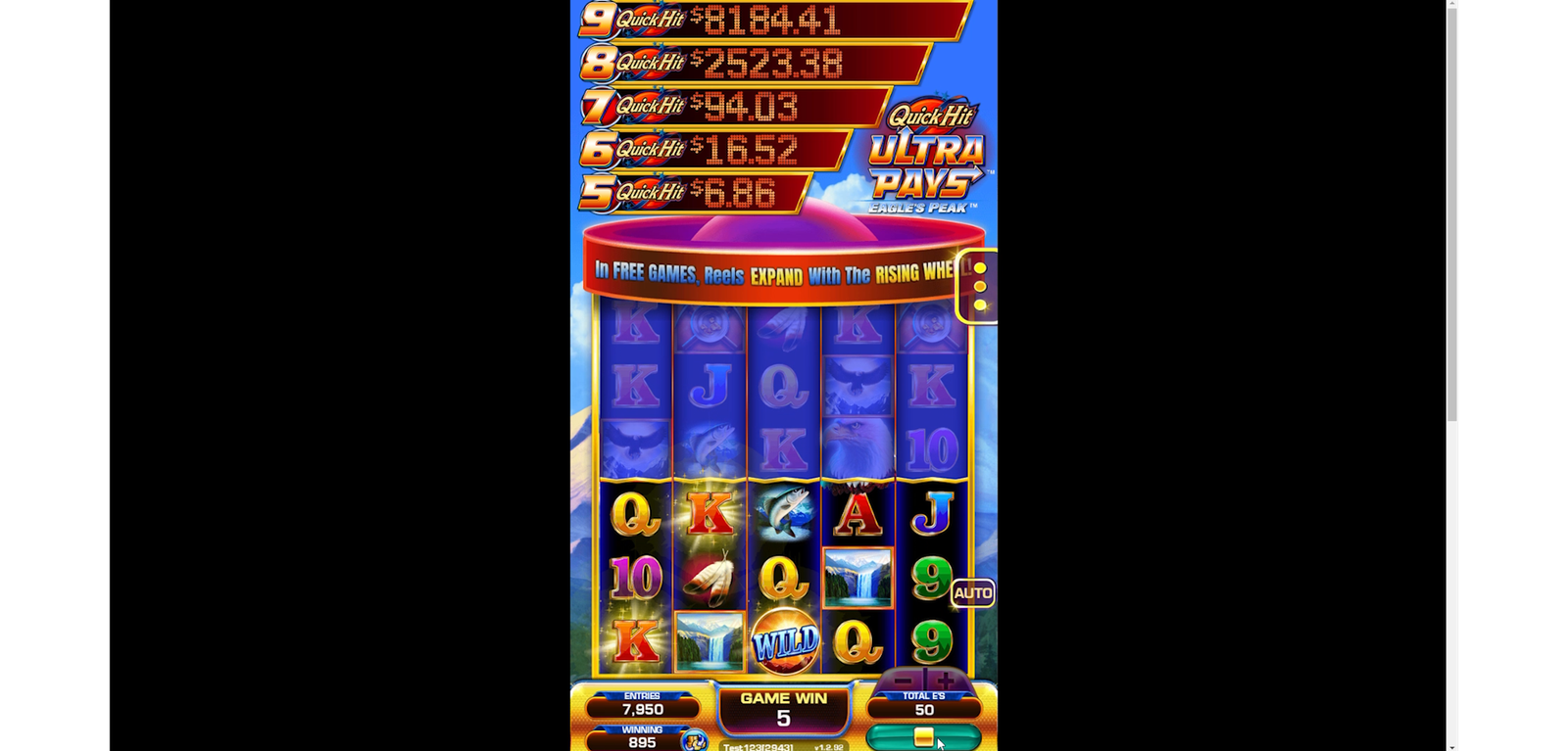 Quick Hit Ultra Pays Eagle’s Peak 3