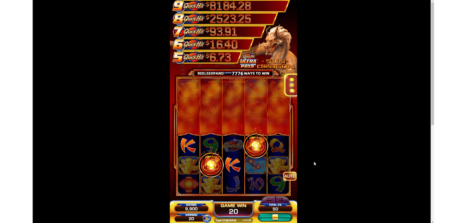 Quick Hit Ultra Pays Sun Dragon 10