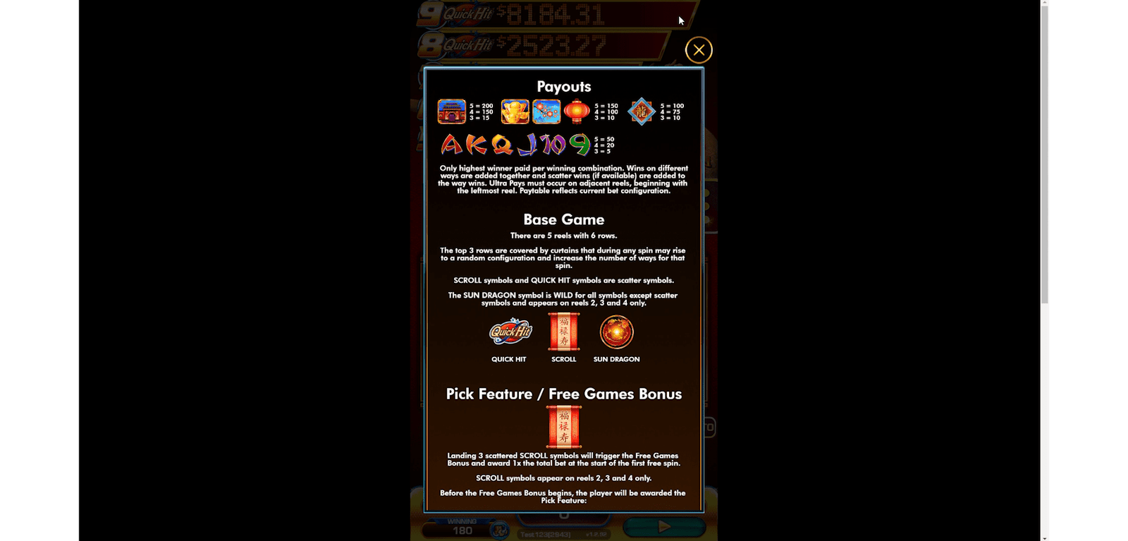 Quick Hit Ultra Pays Sun Dragon 4
