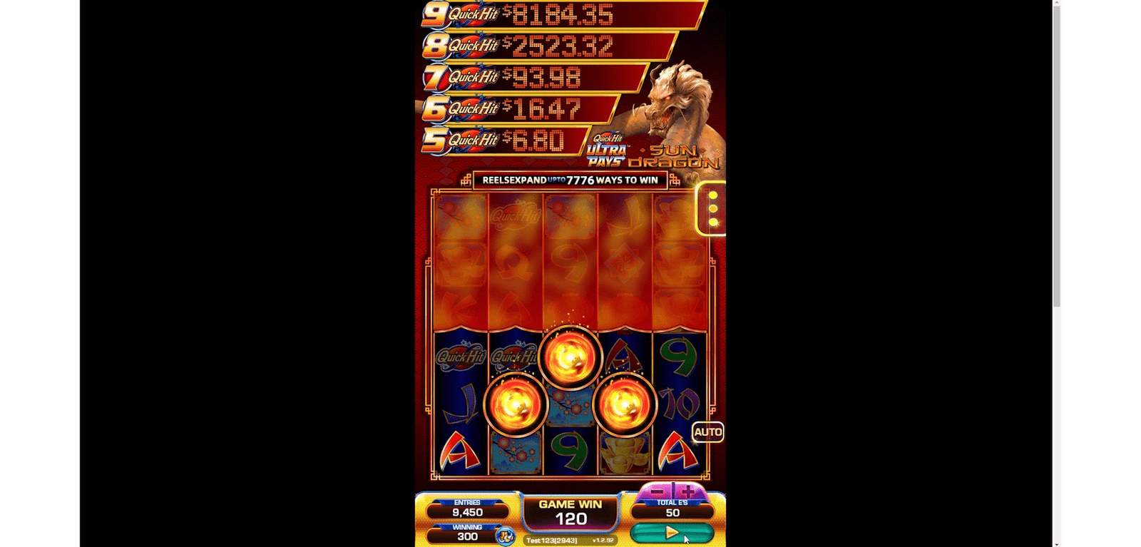 Quick Hit Ultra Pays Sun Dragon 3