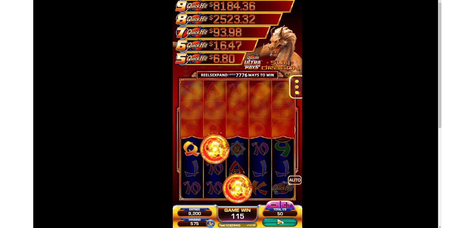 Quick Hit Ultra Pays Sun Dragon 2