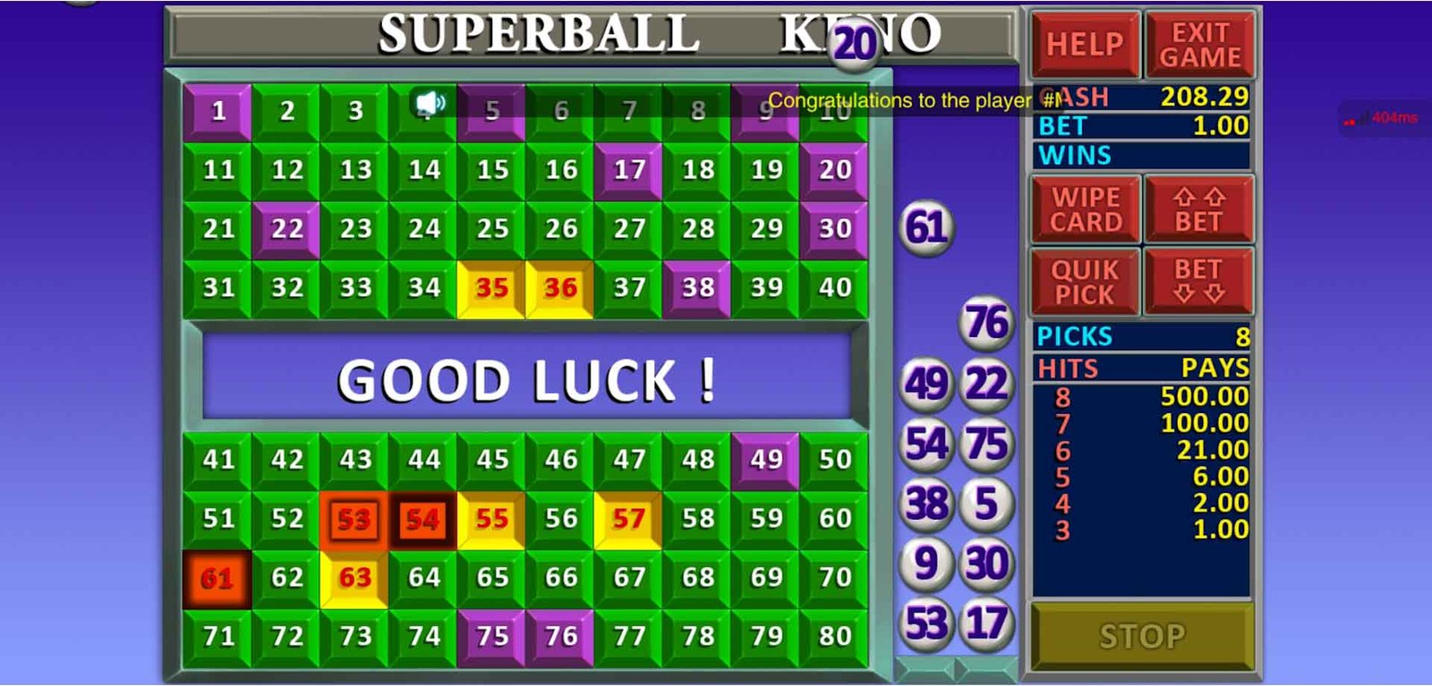 Super Ball Keno 7